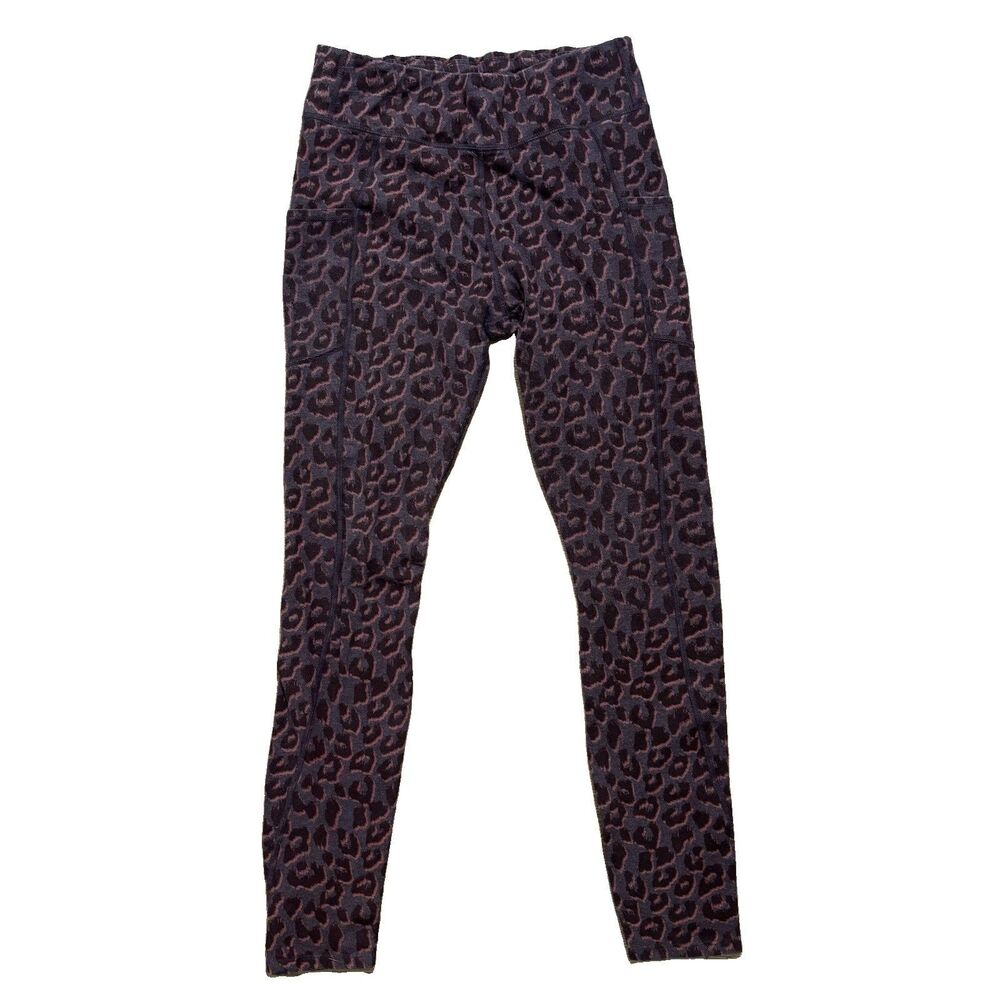 Pact Go To Leggings Sz Medium Animal Print Organic Cotton Mid Rise Side Pocket